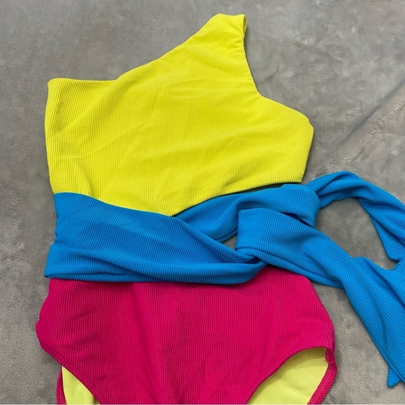 New! Beach Riot Carlie Retro Pink Colorblock One Piece Swimsuit 24026 - Picture 4 of 9